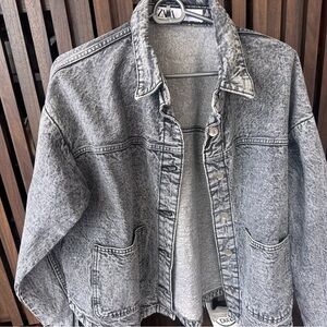 Zara Washed Black Denim Jacket